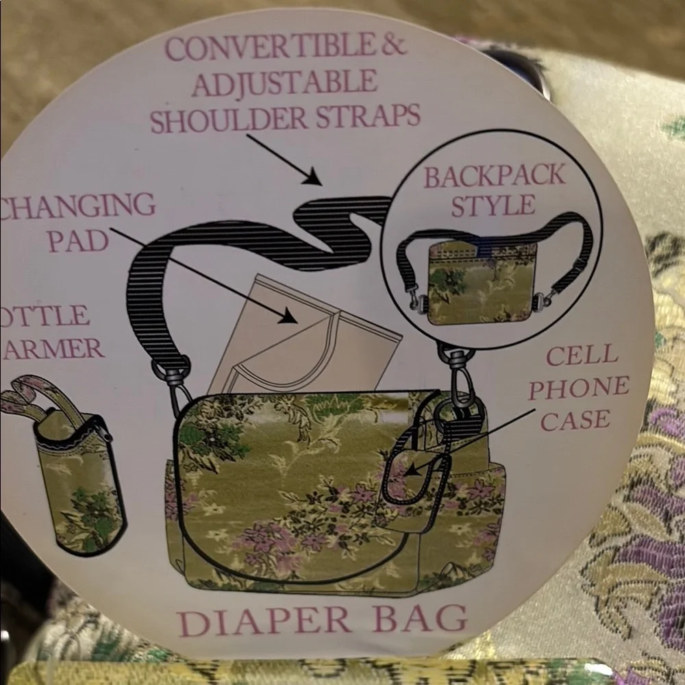 ~A.D. Sutton & Sons~ Floral Asian Tapestry Diaper Bag